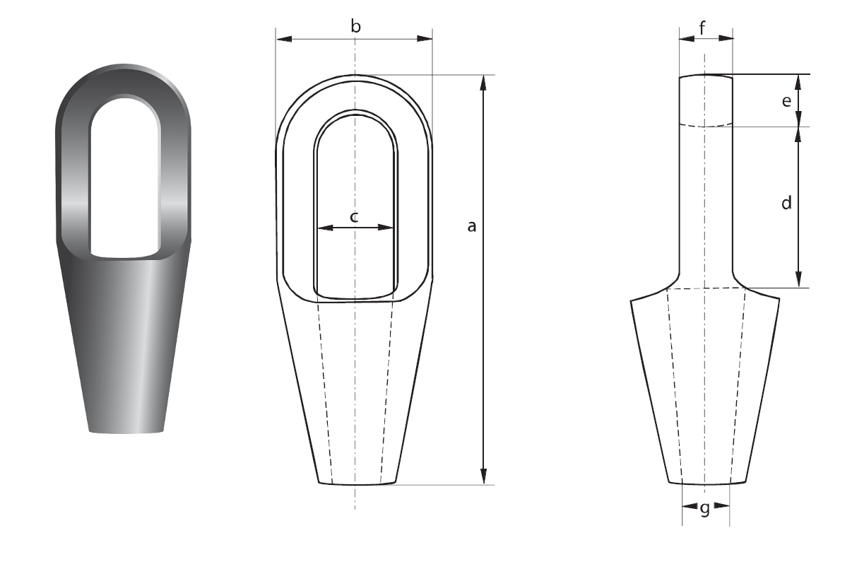 Końcówka linowa G-6411 — rysunek wymiarowy