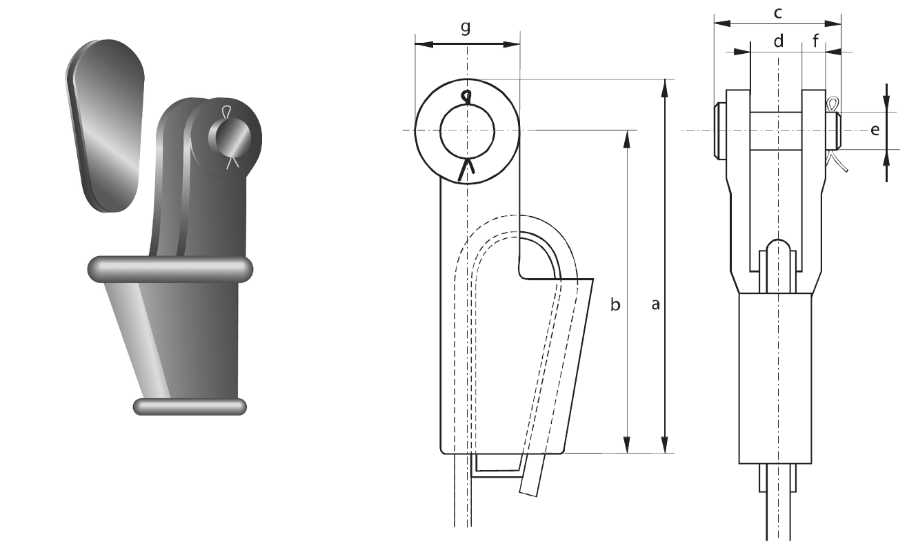 Końcówka linowa G-6413 — rysunek wymiarowy