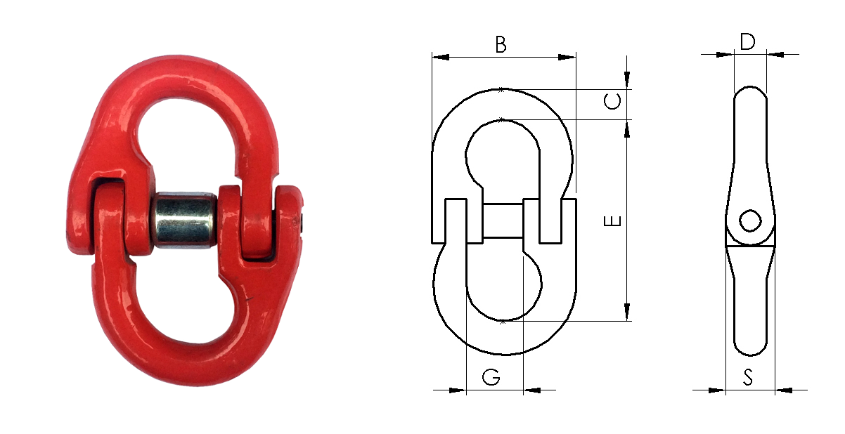 Złączka łańcuchowa CMG w klasie 8 - wymiary złączki