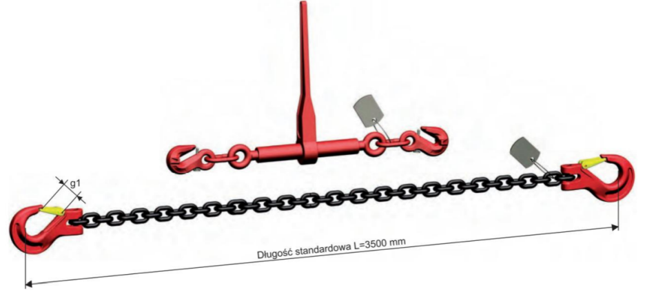 Odciąg łańcuchowy SWRLS G8 - długość odciągu, zdolność mocowania LC, szerokość gardzieli haków w odciągu łańcuchowym