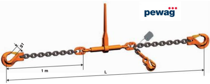 Odciąg łańcuchowy ZRS G10 - długość odciągu, zdolność mocowania LC, szerokość gardzieli haków w odciągu łańcuchowym
