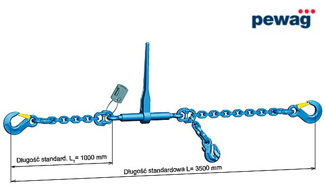 Odciąg łańcuchowy ZRS G12 - długość odciągu, zdolność mocowania LC, szerokość gardzieli haków w odciągu łańcuchowym
