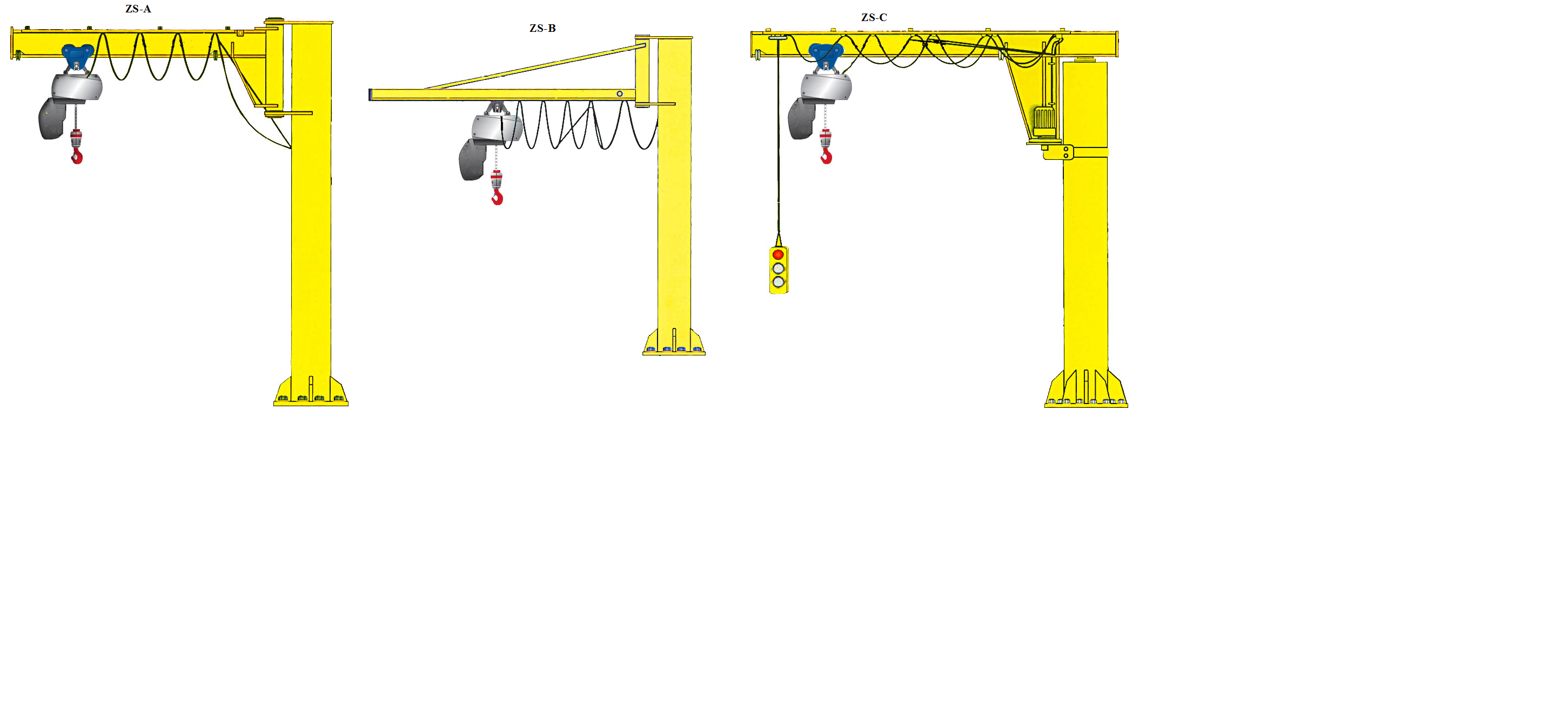 Żurawie słupowe typ ZS- wymiary uchwytu